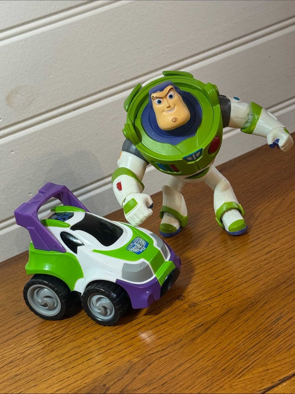 Disney Buzz Lightyear Green White and Purple Action Figure with Matching Car